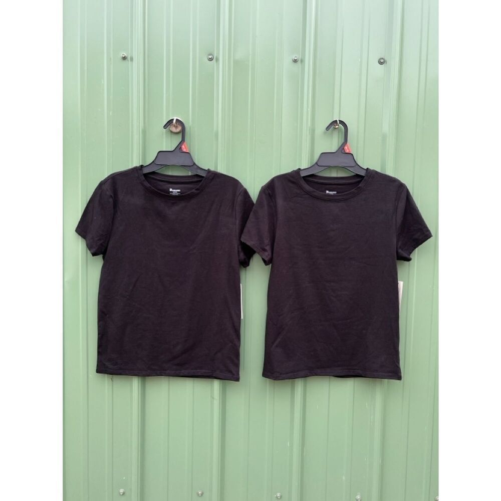 Women’s Crewneck T-Shirts Black 2-Pack Size M